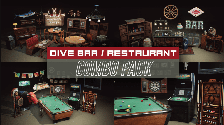 Dive Bar and Restaurant - COMBO Prop Pack (VOL 1-3)
