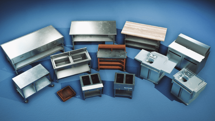 Modern Kitchen/Restaurant Props VOL.7 - Industrial Kitchen Counters / Tables