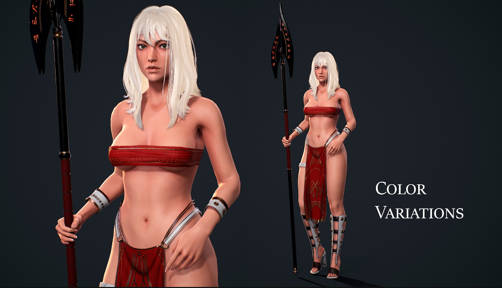 Amazon Female Warrior, Native Knight Realistic Girl MMORPG Stylized Character