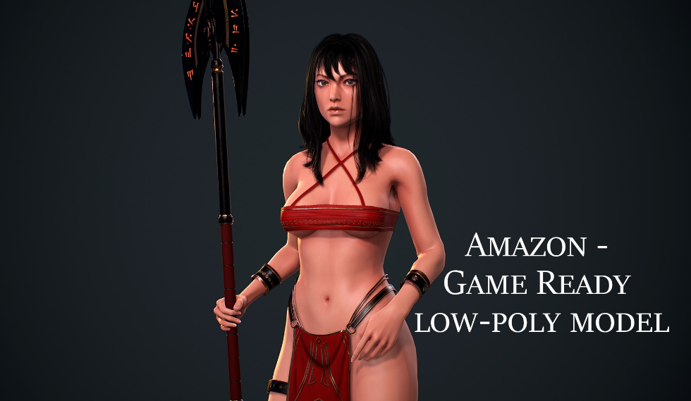 Amazon Female Warrior, Native Knight Realistic Girl MMORPG Stylized Character - Ảnh 2
