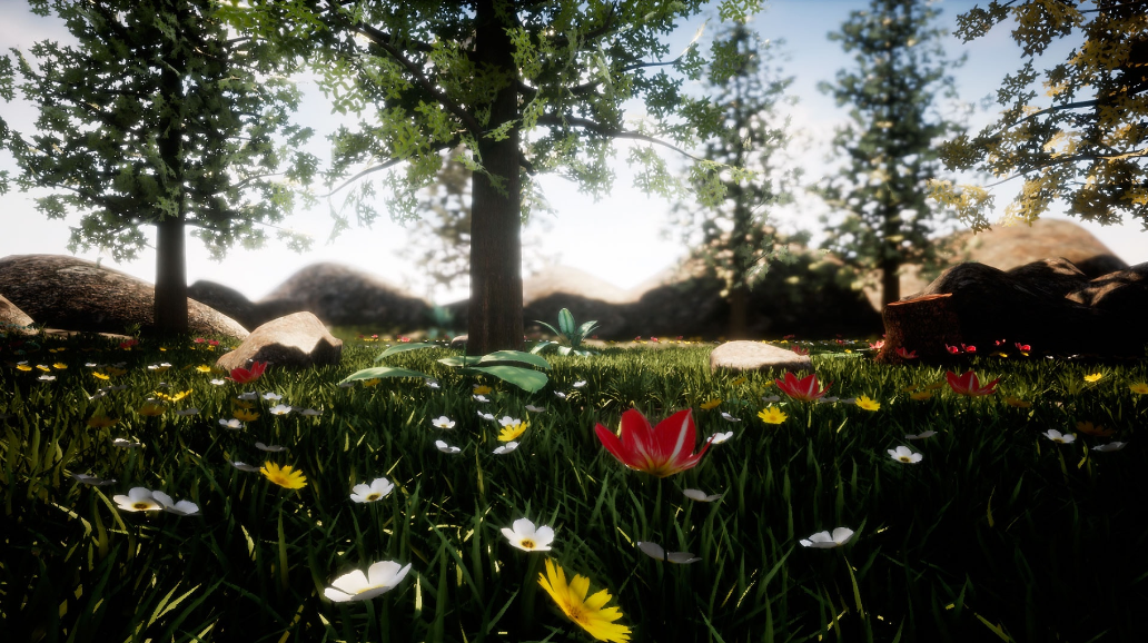 Forest pack. Easy landscape with plants and flowers