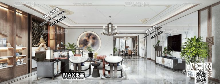 6.Om 2021 3Ds Max - Chinese style living room