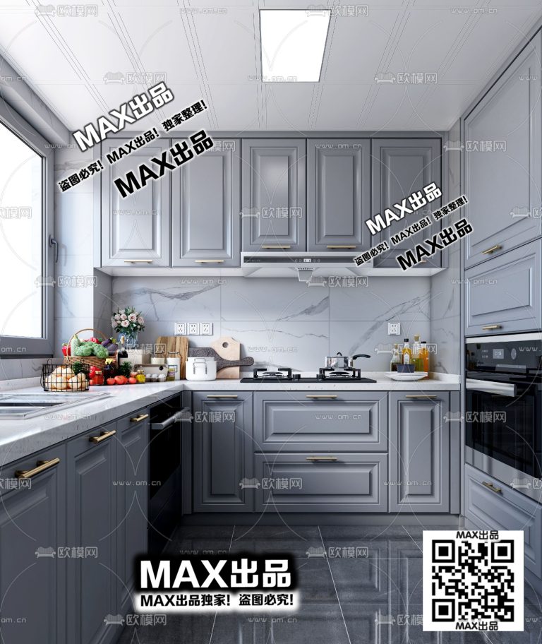 4.Om 2021 3Ds Max - Kitchen American