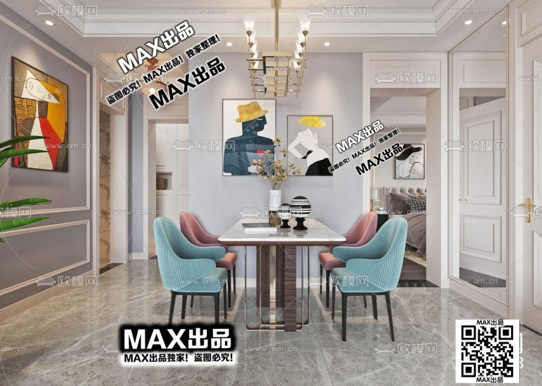 4.Om 2021 3Ds Max - American style living room