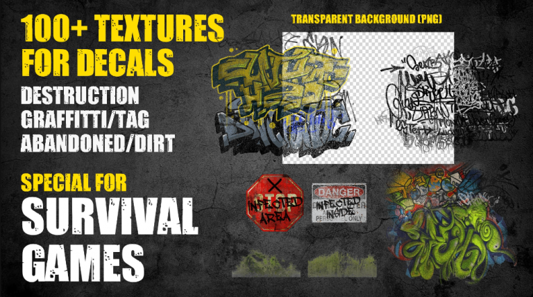 SURVIVAL GAME GRAFFITTI AND DIRT TEXTURE SET