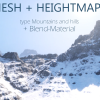 20 Nanite Mountains Mesh and Heightmaps + Auto blend material