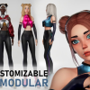 Streamer girl. Sci-fi stylized toon webcam performer