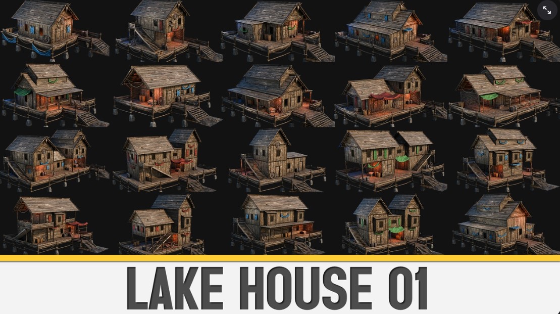LAKE HOUSE 01 with INTERIORS 4K PBR