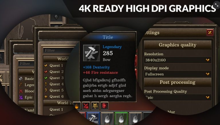 4k Full Fantasy GUI / UI + 524 png + 186 widget blueprints